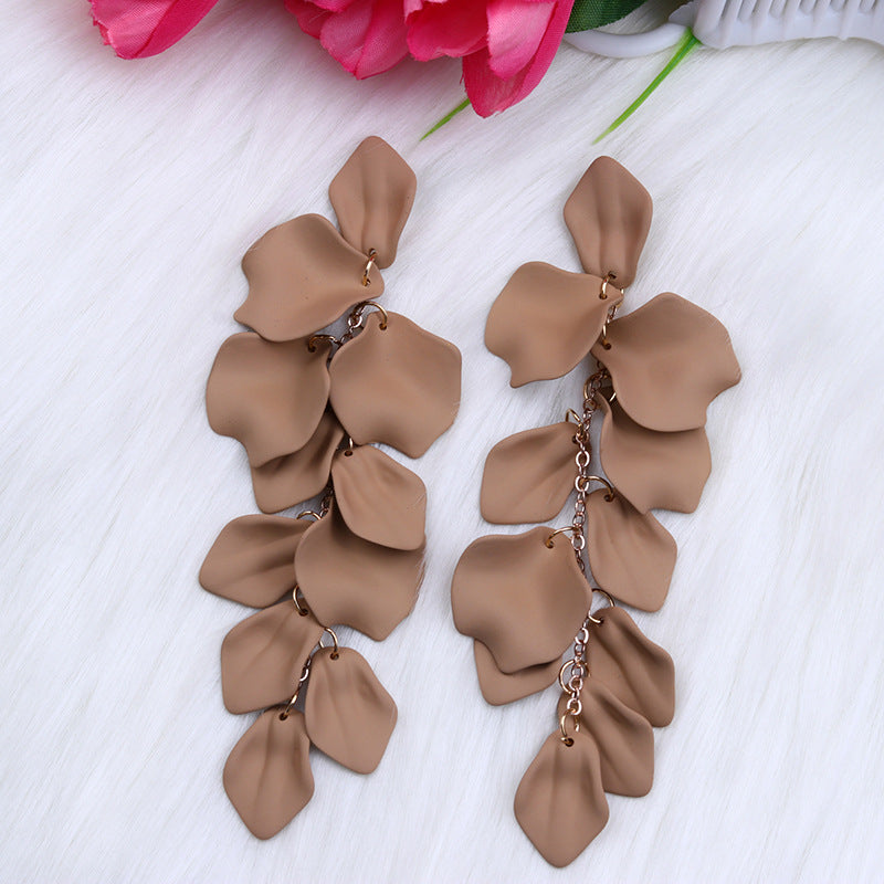 Bohemian Style Personalized Tassel Petal Earrings