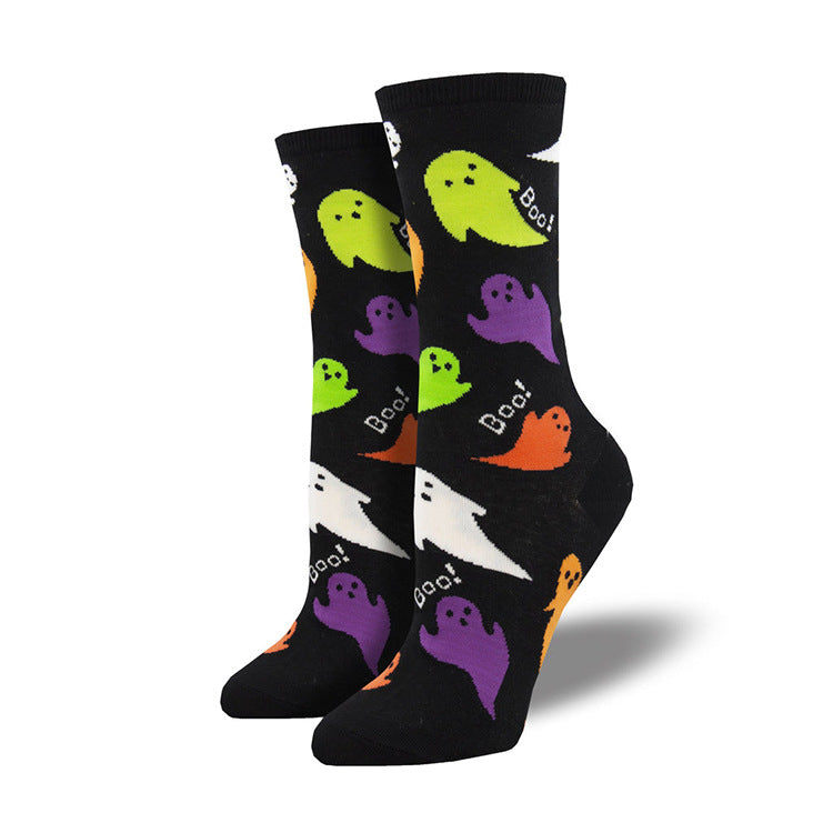 Calcetines de jacquard con calabazas divertidas y creativas para Halloween