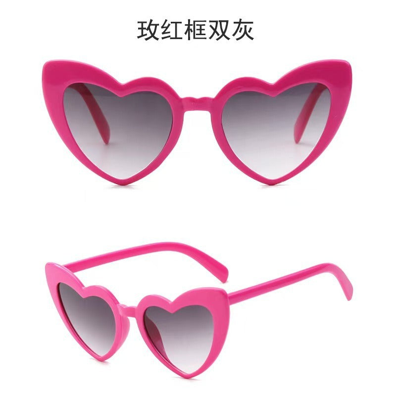 Retro Heart Shaped Sunglasses Resin Frame Literature and Art Style