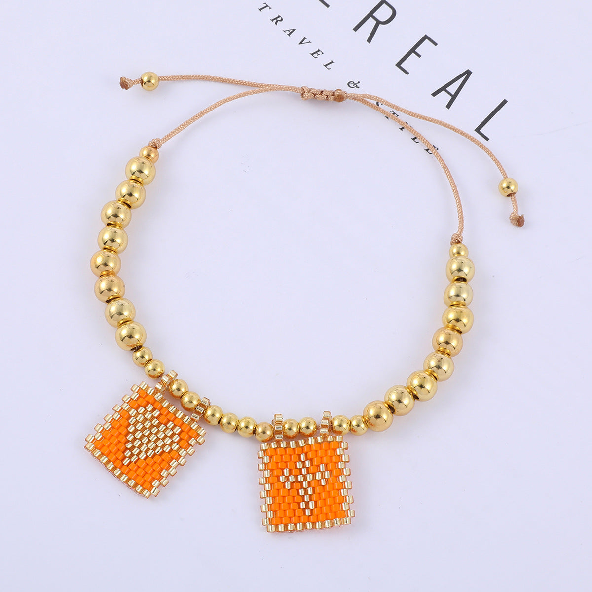 Bohemian Gold Beads Cross Heart Design Bracelet