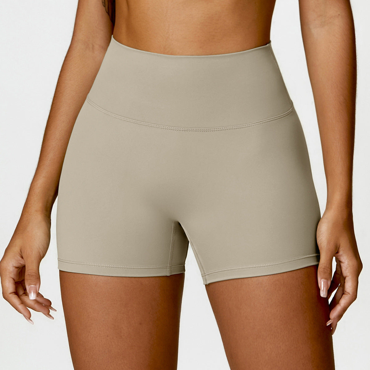 Short de yoga taille haute décontracté et tendance pour femme, couleur unie