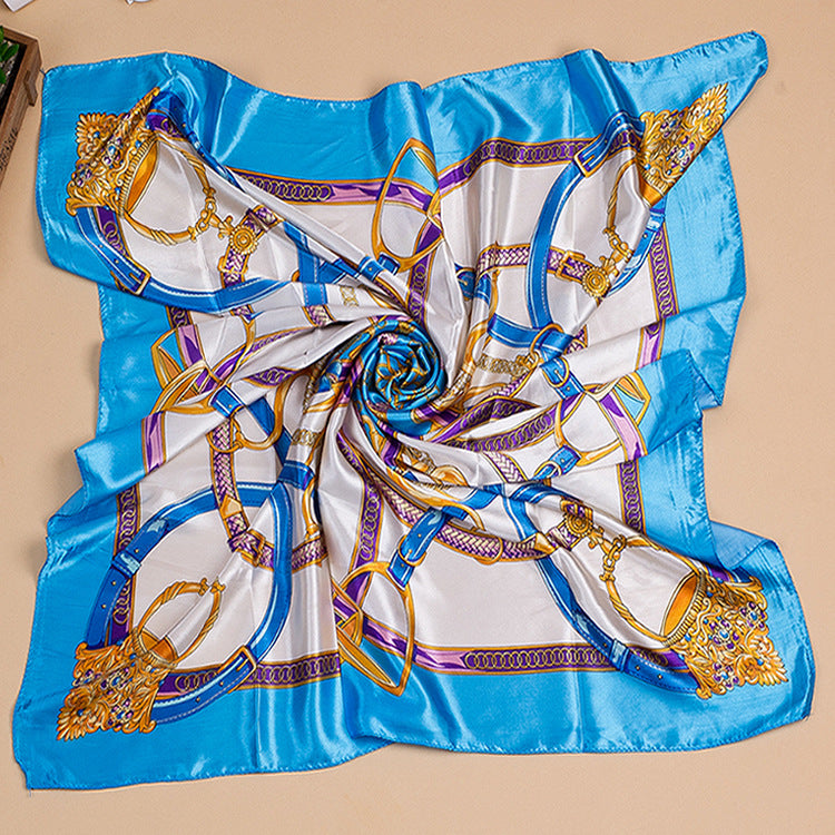 Bufanda de seda cuadrada grande con estampado floral para mujer, accesorio elegante