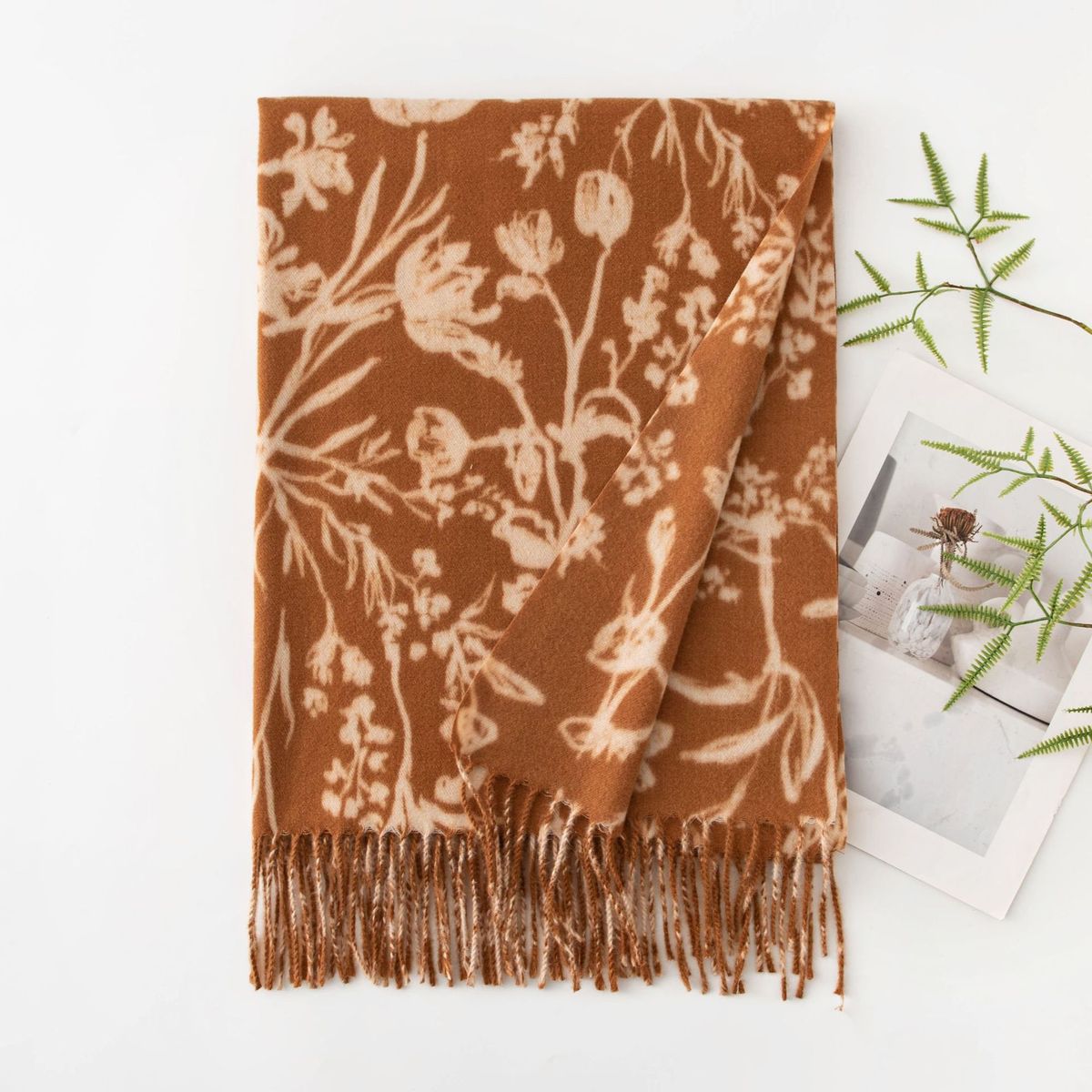 Women Fashion Casual Printed Warm Thickened Imitation Cashmere Scarf