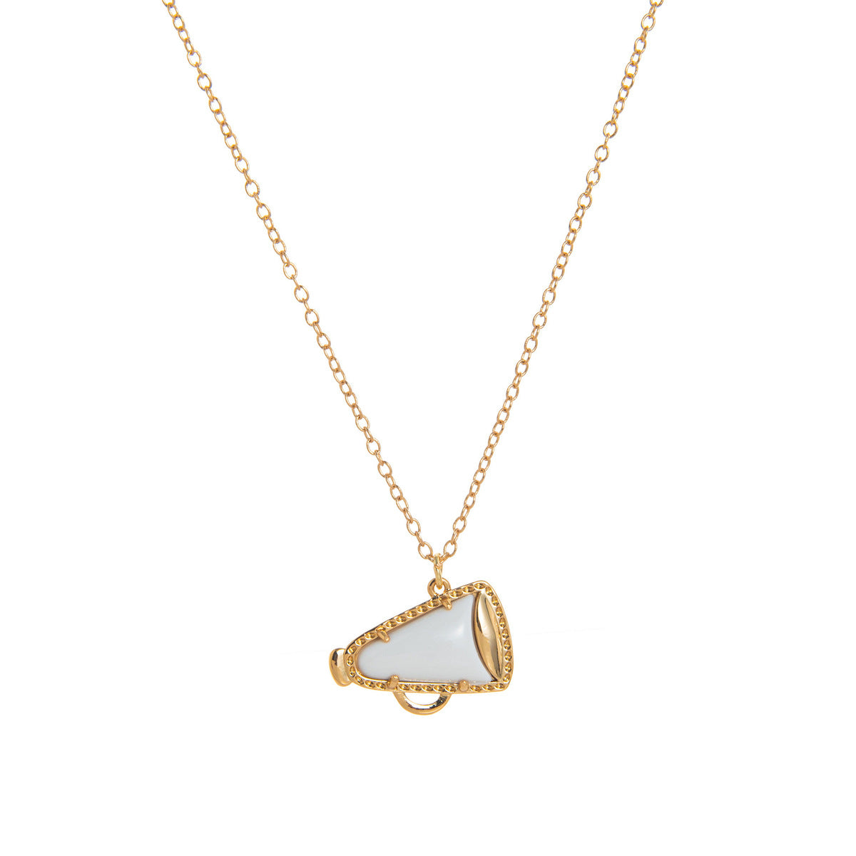 Collar sencillo de cuerno con gotero de aceite para mujer, con colgante geométrico de nácar.