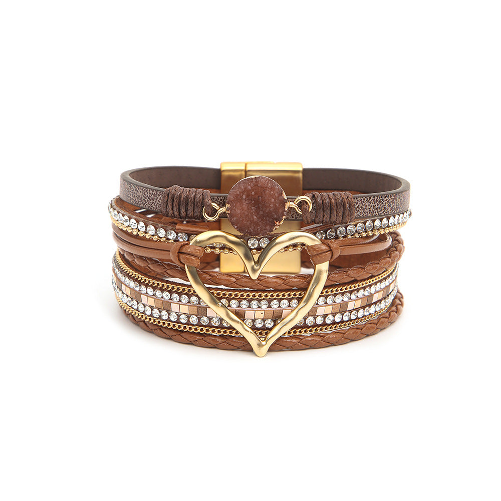 Bohemian Multi-Layer Leather Heart Bracelet