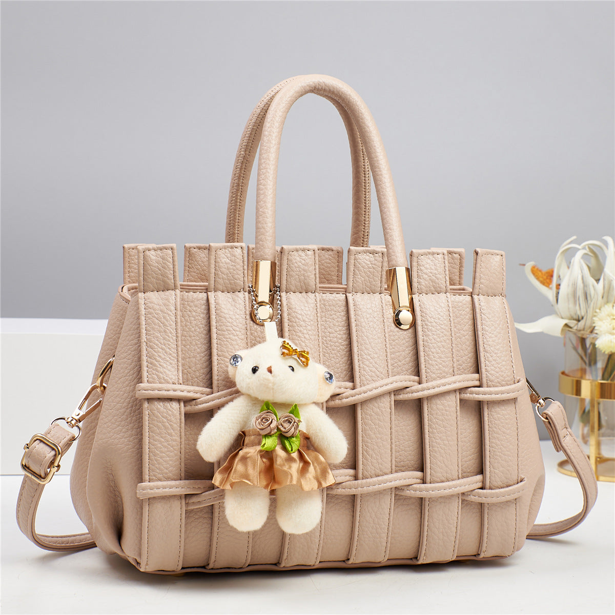 Sac fourre-tout tissé à la main de grande capacité, décontracté et tendance, couleur unie, pour femmes