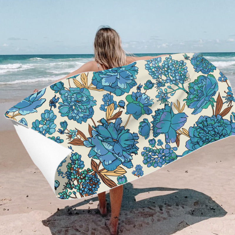 Toalla de playa de terciopelo con estampado geométrico informal de moda