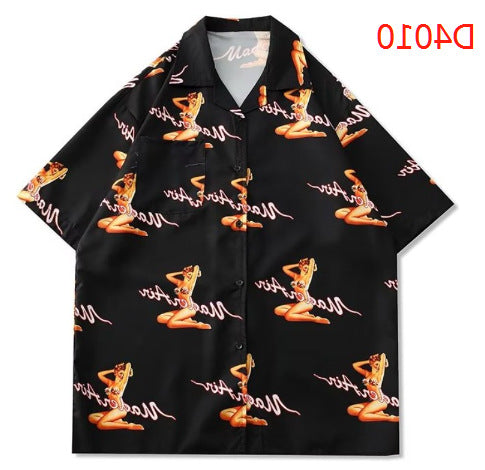 Camisa informal vintage con estampado floral hawaiano para hombre