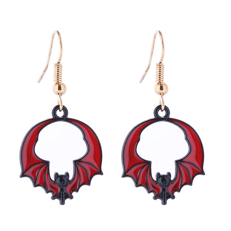 Halloween Women Horror Skull Spider Pumpkin Alloy Earrings