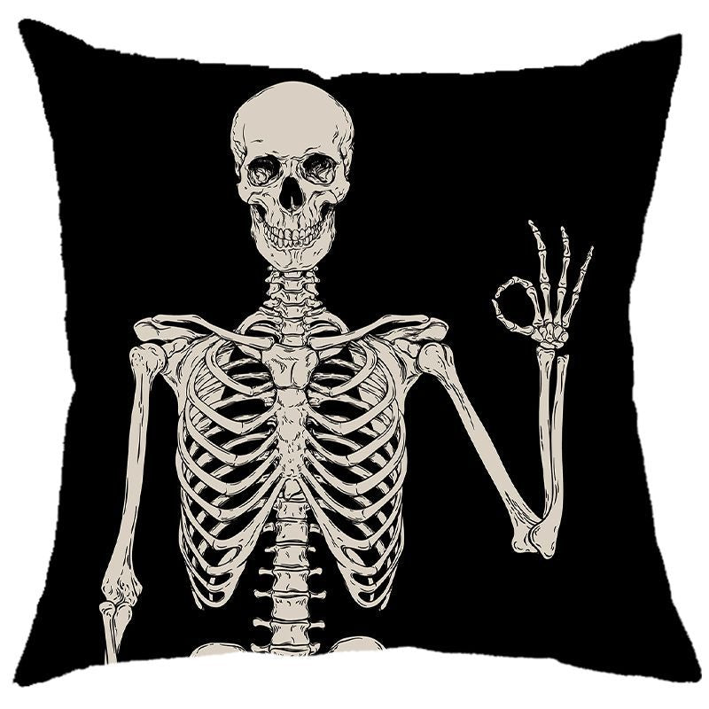 Halloween Pumpkin Skull Print Linen Sofa Cushion Cover