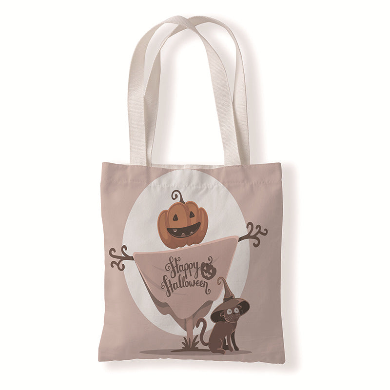 Bolsa de lona con estampado de calabaza de Halloween para uso diario