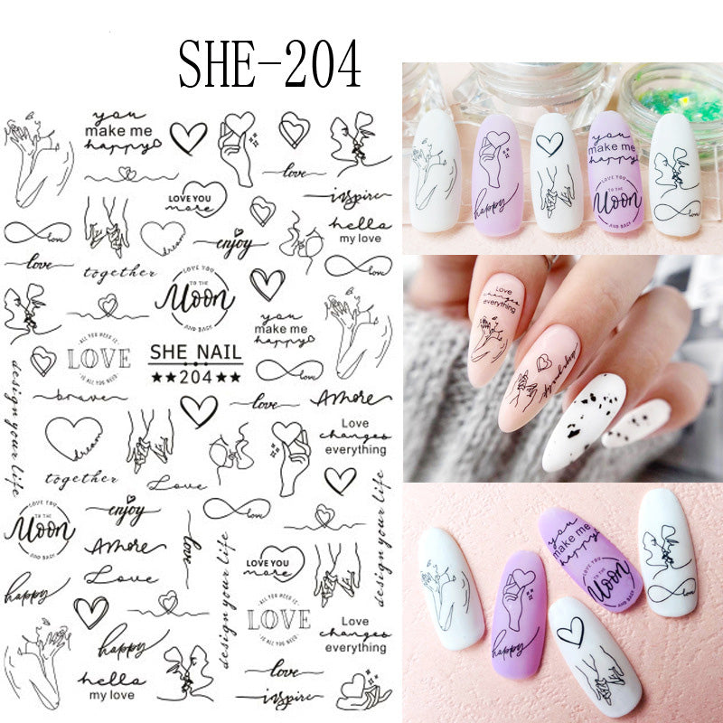 Pegatinas de uñas con diseño de amor para San Valentín
