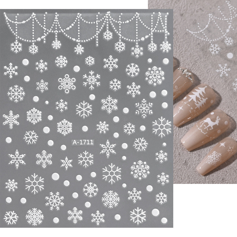Pegatinas navideñas de copos de nieve para uñas