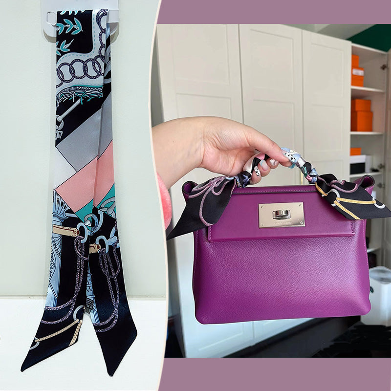 Bufanda con asa para bolso con lazo estampado de moda