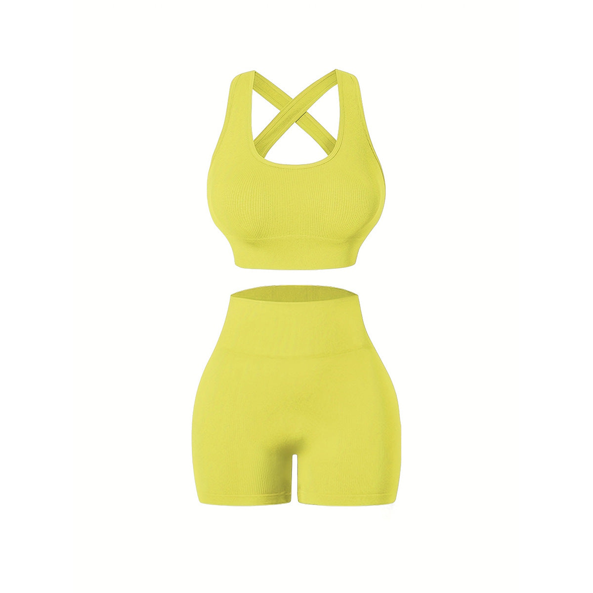 Women Yoga Solid Vest And Shorts Two-Piece Set