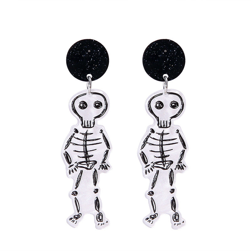 Pendientes acrílicos de Halloween con forma de calabaza y gato para mujer