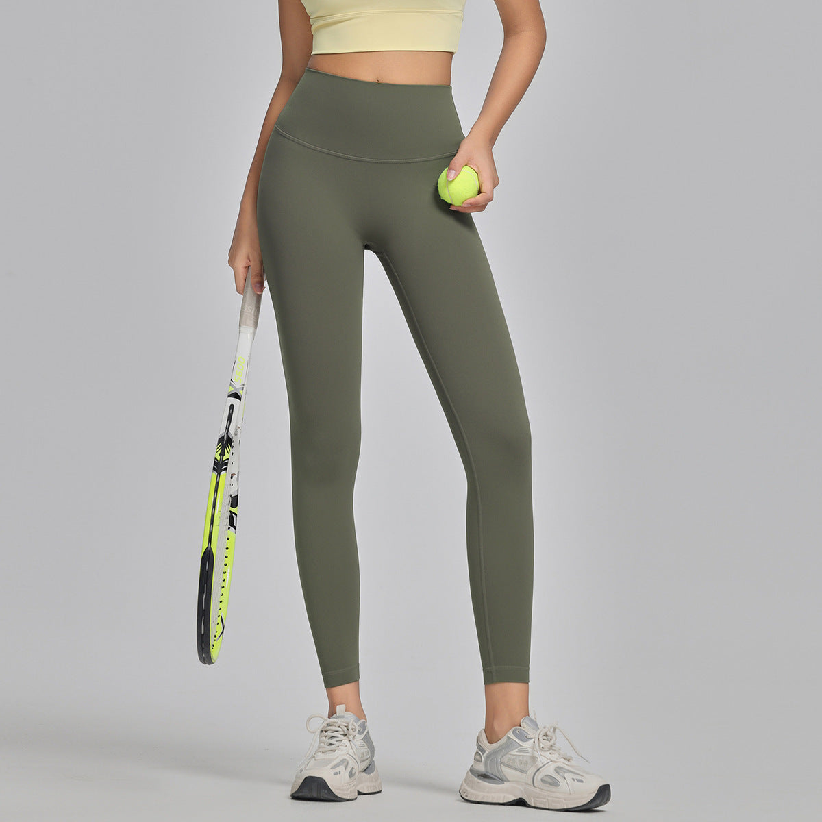 Leggings de yoga taille haute sans coutures pour femmes, couleur unie, coupe slim, vêtements de sport