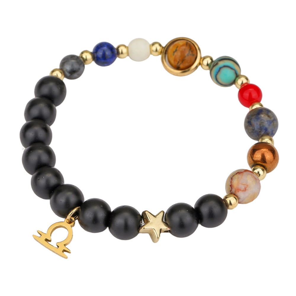 Fashion 12 Constellation Handmade Beaded Bracelet with Stainless Steel and Alloy