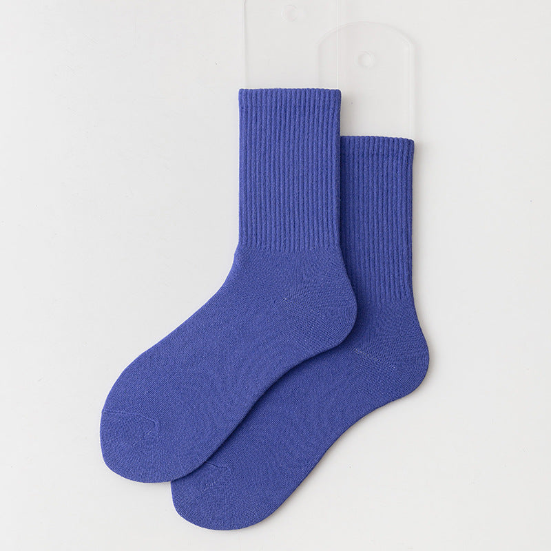 Calcetines casuales de algodón de color sólido para mujer