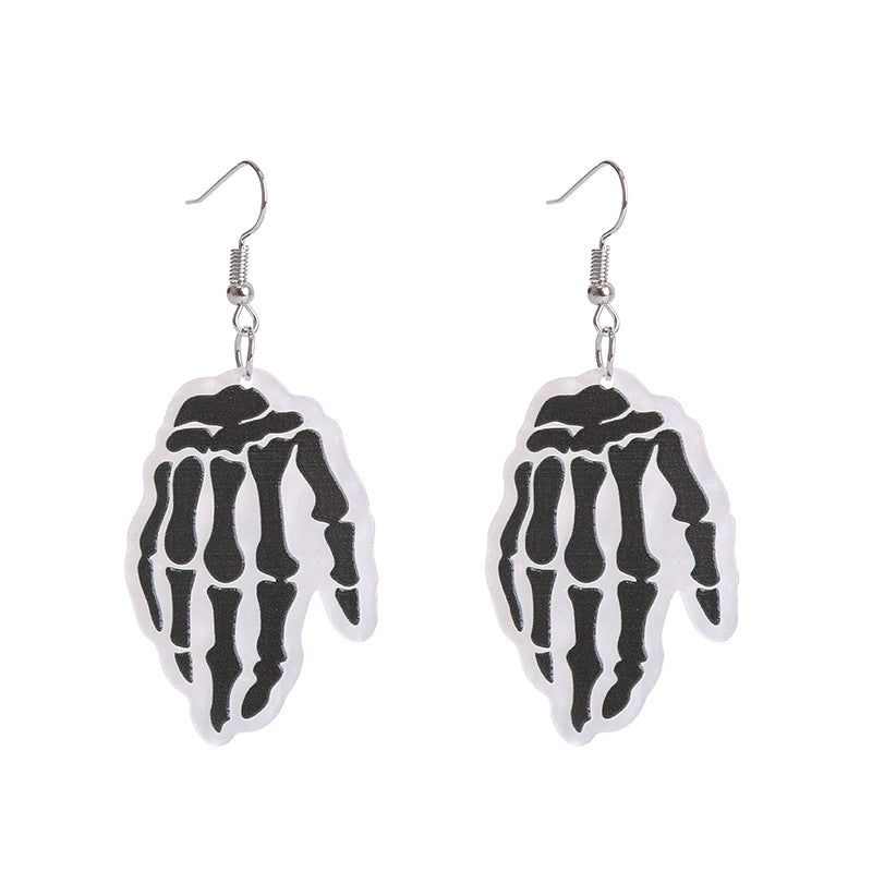 Pendientes acrílicos divertidos de calabaza y gato para Halloween para mujer