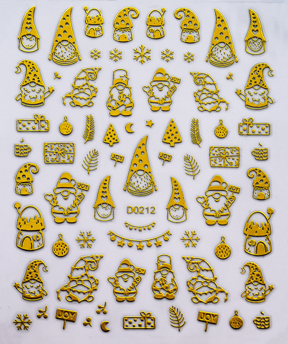 Autocollants pour ongles bronzants motif flocon de neige et élan de Noël