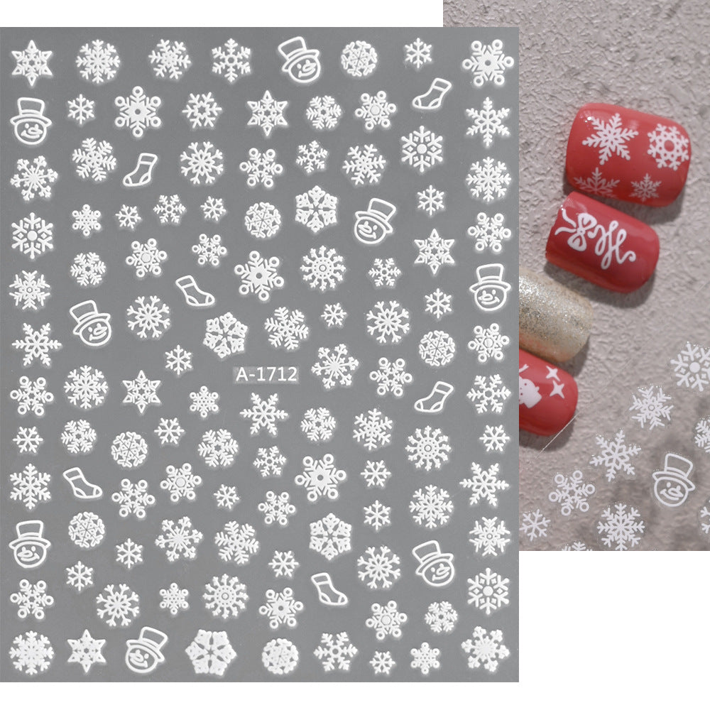 Pegatinas navideñas de copos de nieve para uñas