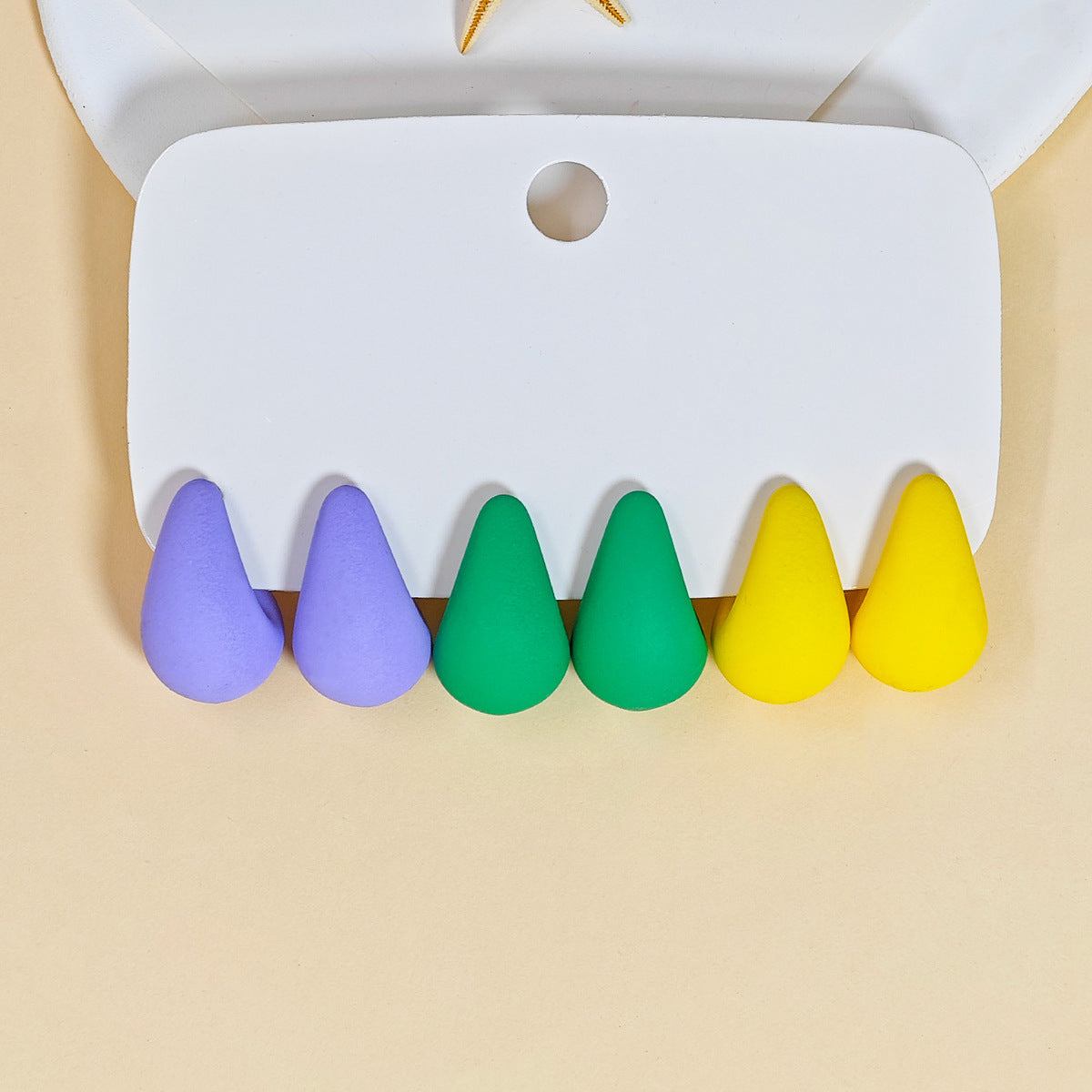 Women Fashion Solid Color Resin Water Drop Earrings 3-Pair Set