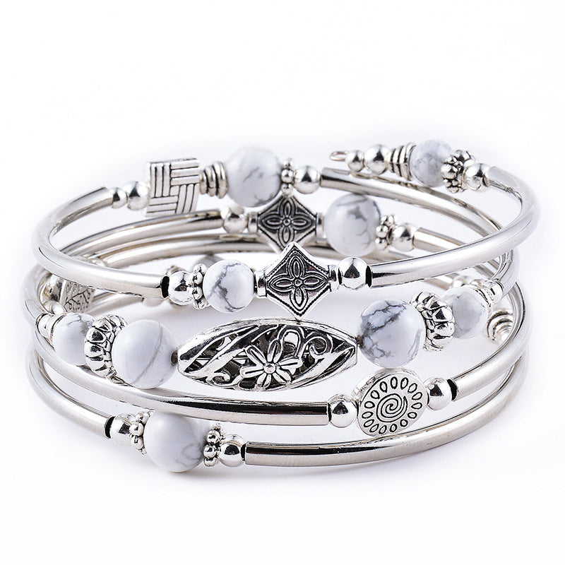 Pulsera bohemia de cuentas de piedra natural para mujer