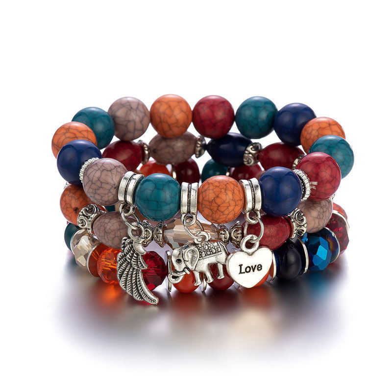 Bohemian Style Multi-Layer Wooden Beaded Bracelet