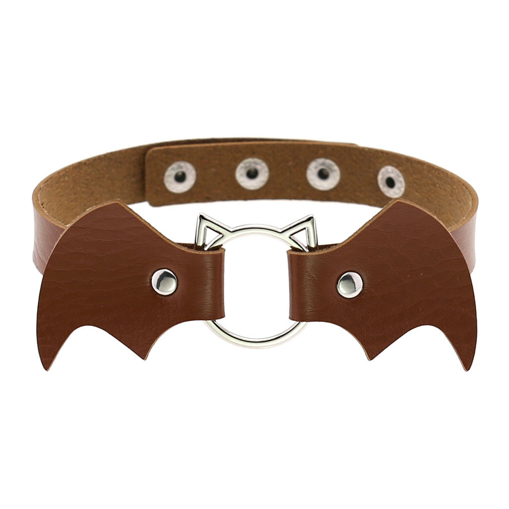 Halloween Women Gothic Bat Pu Leather Chokers