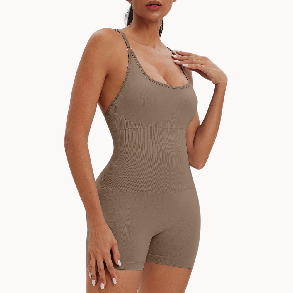 Women Sexy Solid Color Seamless Yoga Rompers