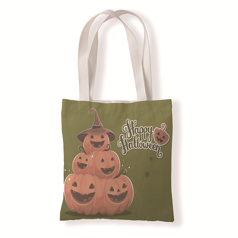 Bolsa de lona con estampado de calabaza de Halloween para uso diario