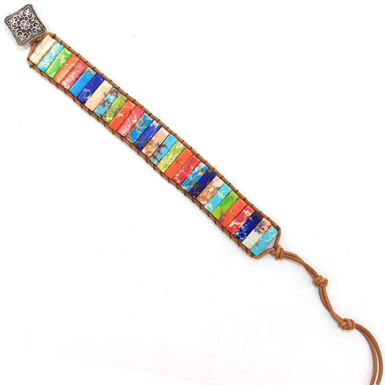 Pulsera de cuentas de piedra natural bohemia