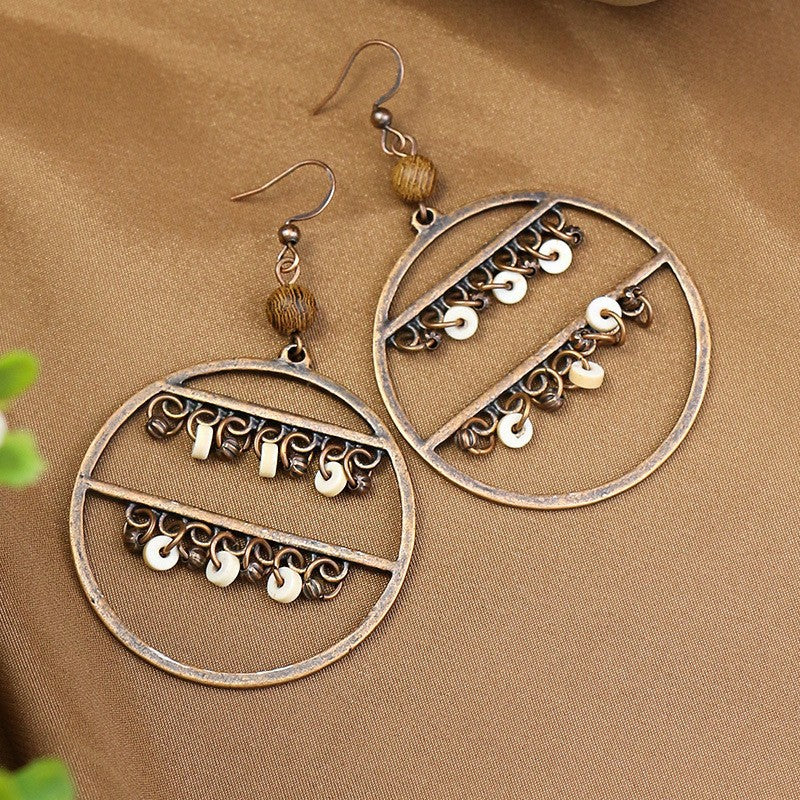 Boucles d'oreilles à pompons créatives de style ethnique bohème rétro