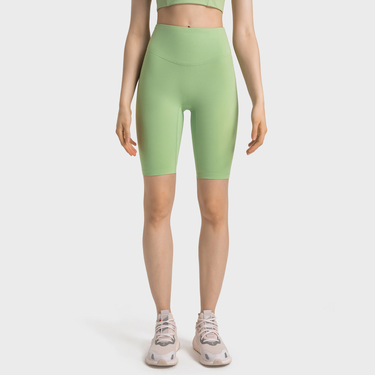 Short de yoga taille haute décontracté et tendance pour femme, couleur unie