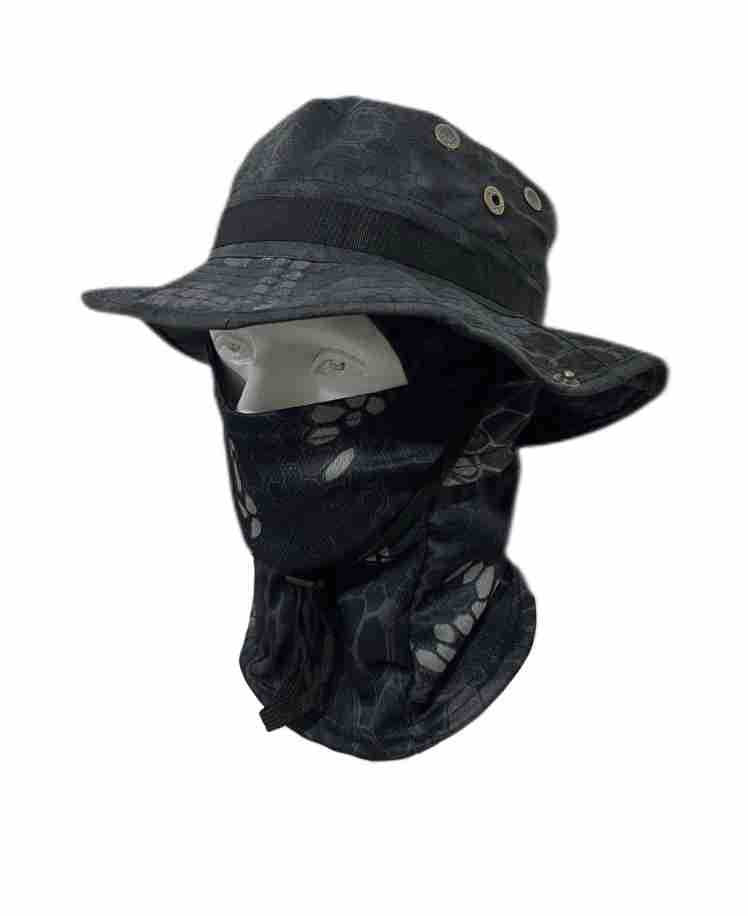 Sombrero Boonie de camuflaje resistente al viento para hombre con mascarilla