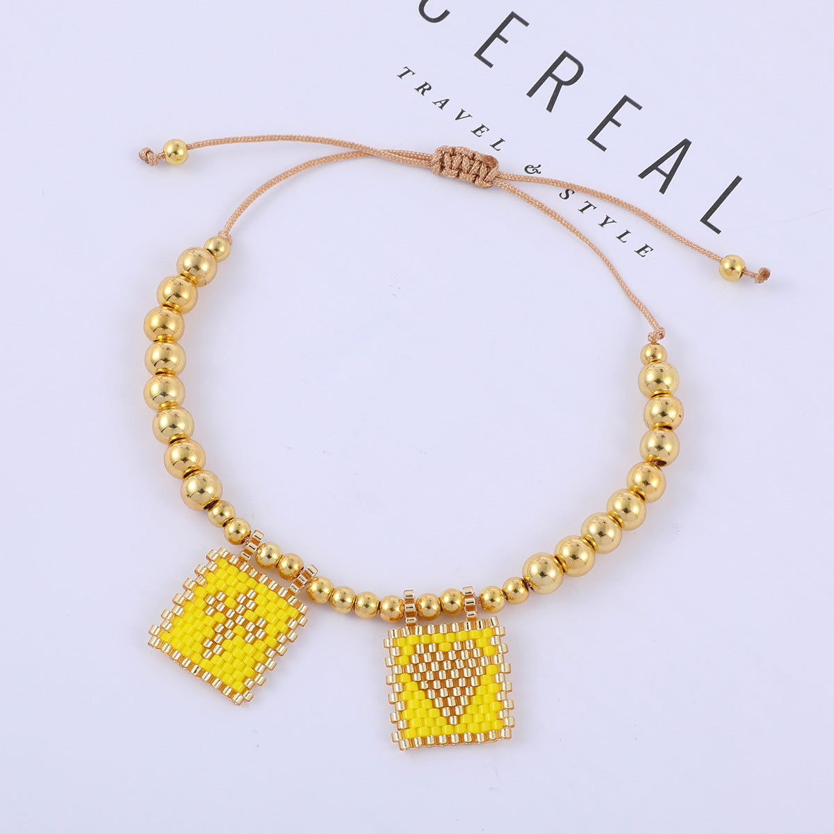 Bohemian Gold Beads Cross Heart Design Bracelet