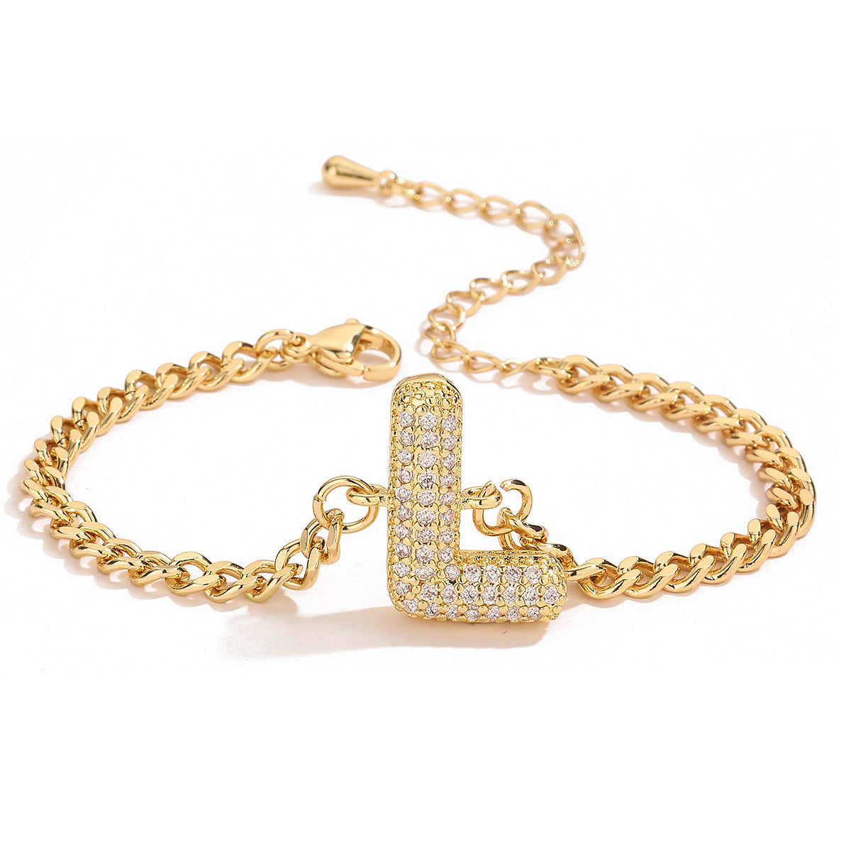 Pulsera de alfabeto de circonitas de moda 26