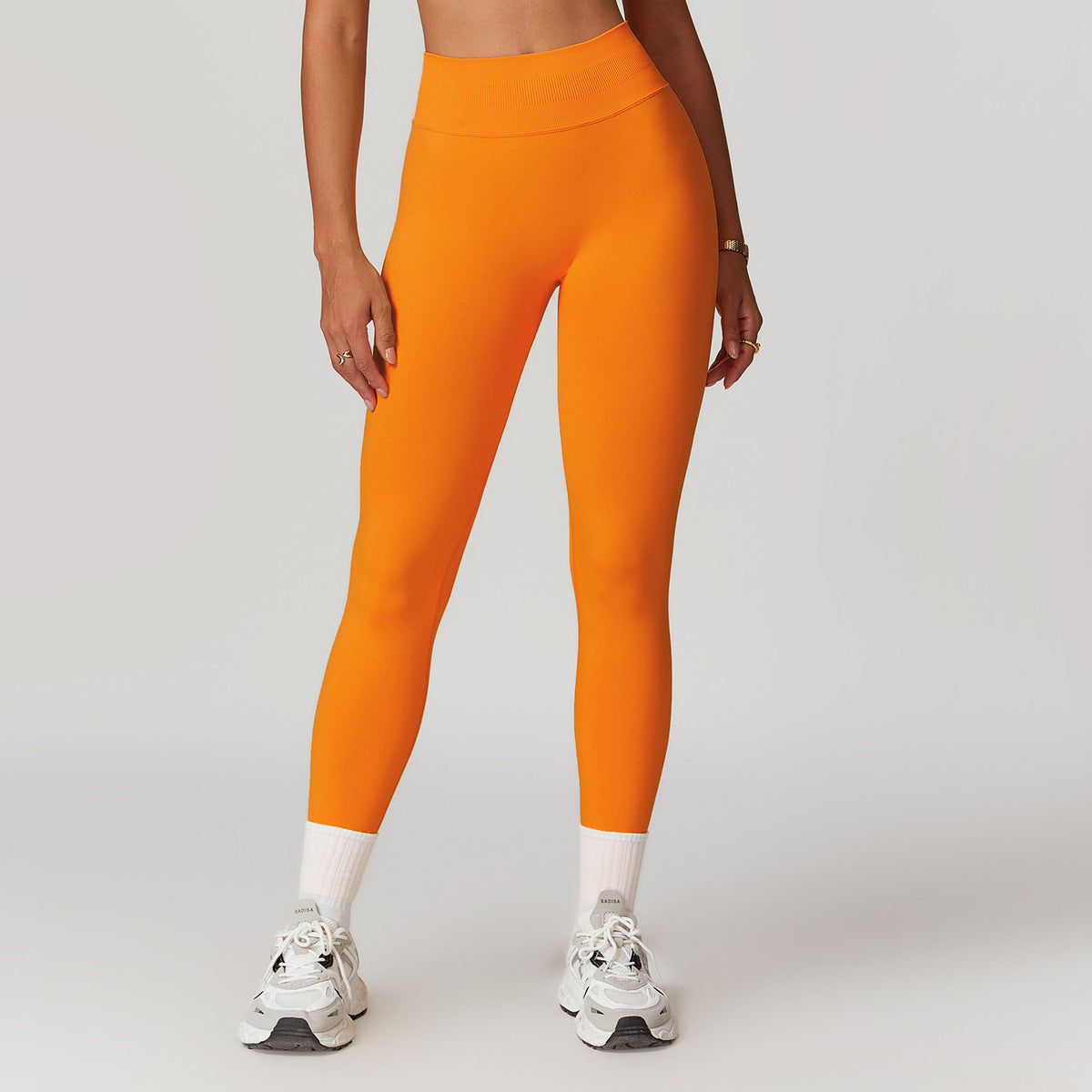 Leggings de sport taille haute de couleur unie pour femmes
