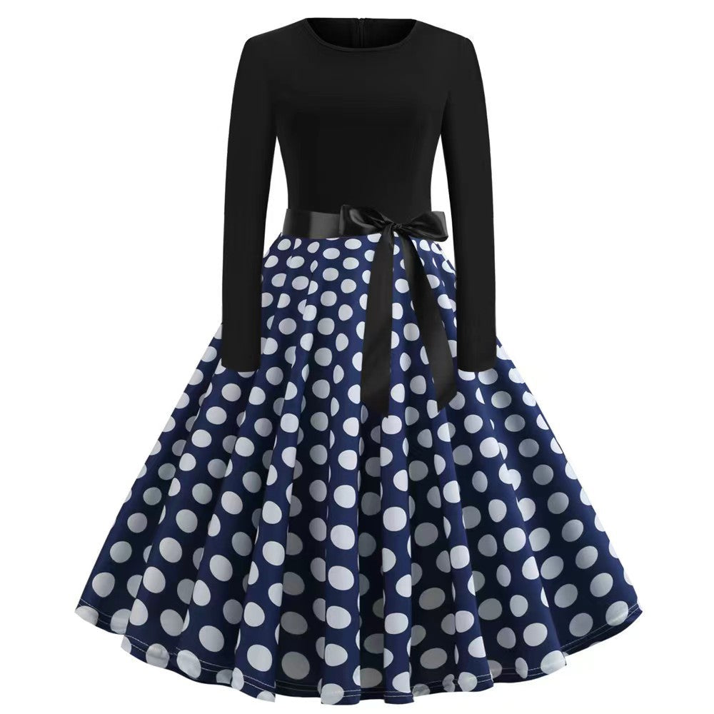 Vestido de manga larga de otoño con estampado de dibujos animados para mujer