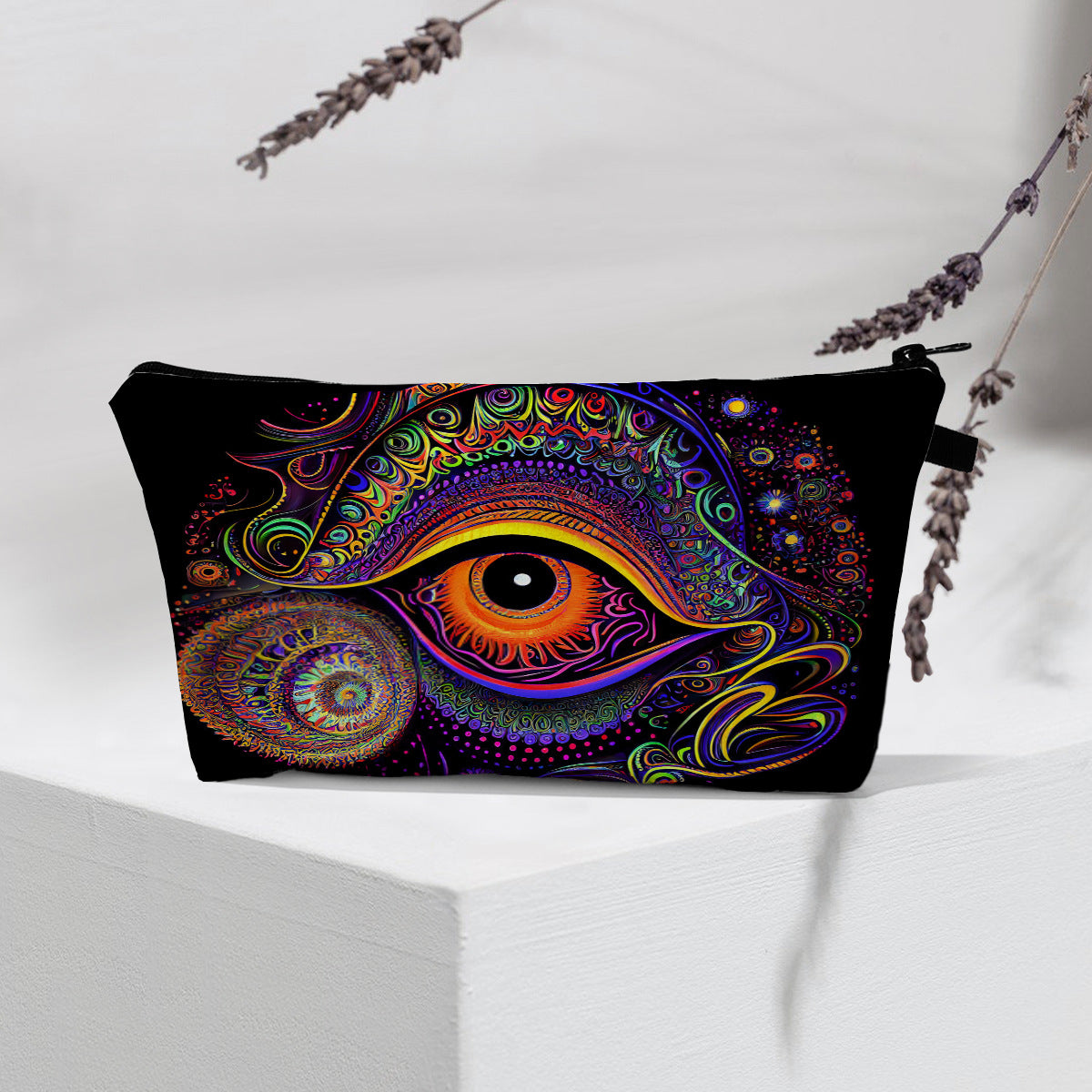 Bolsa de cosméticos portátil con diseño de mal de ojo para mujer