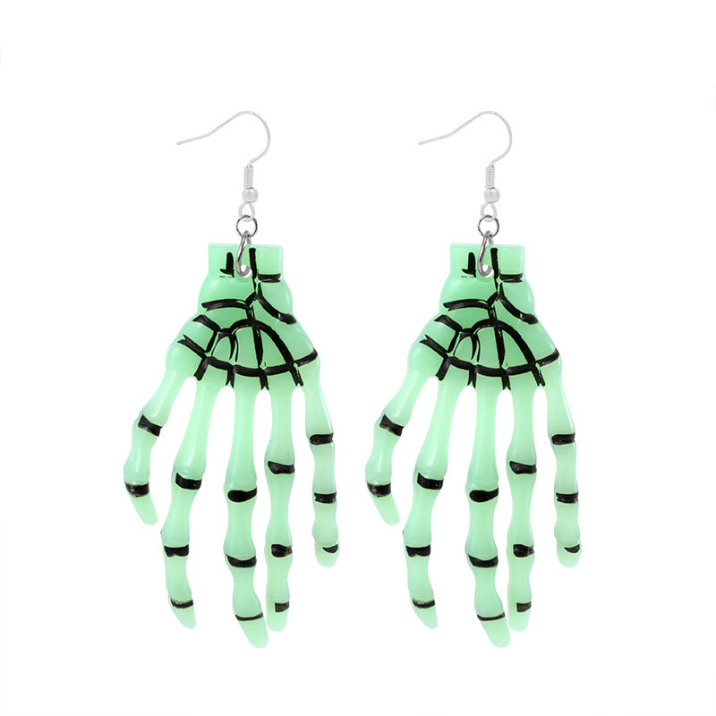 Halloween Women Fashion Exaggerated Resin Skeleton Earrings