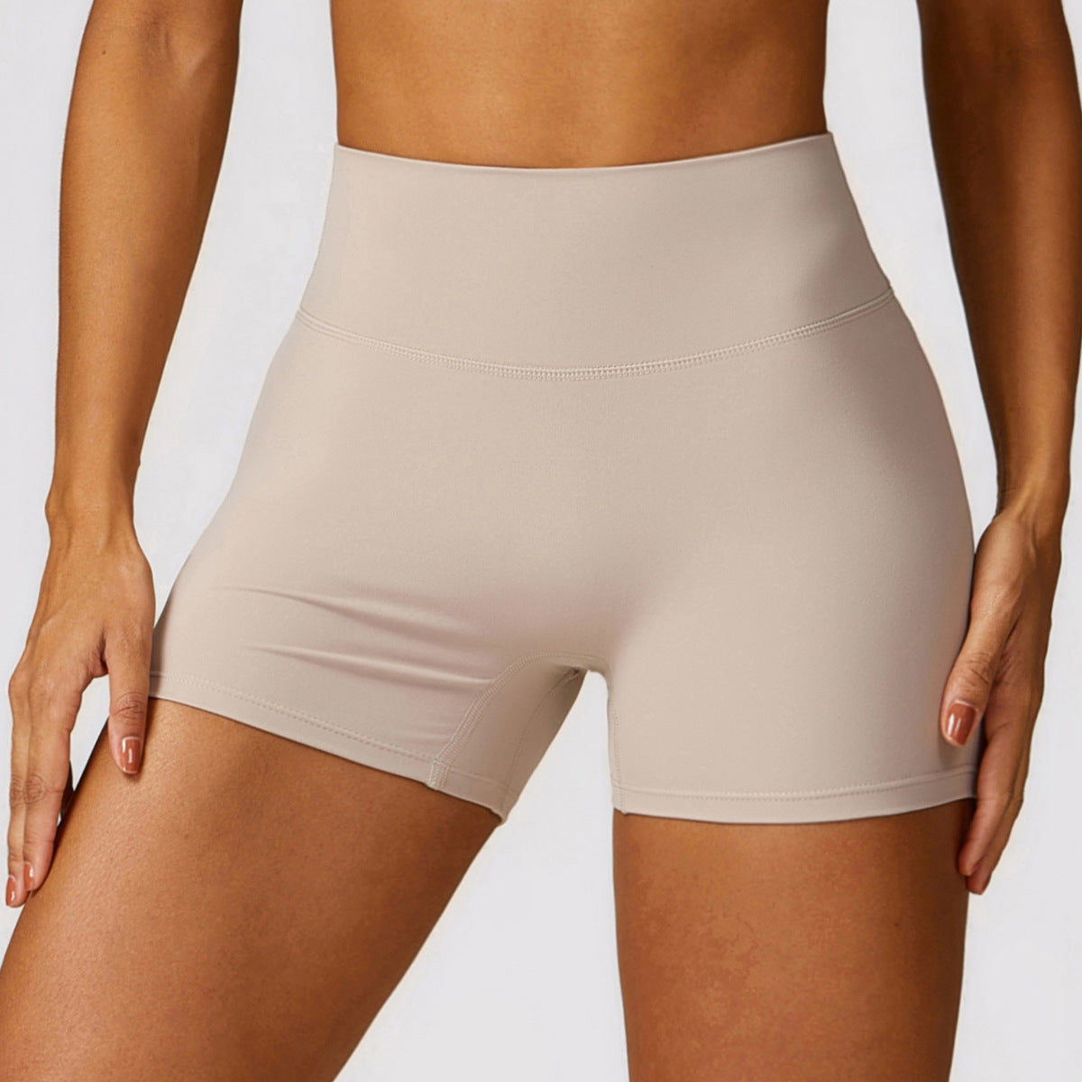 Short de yoga taille haute décontracté et tendance pour femme, couleur unie