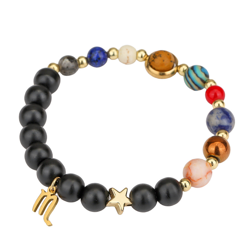 Fashion 12 Constellation Handmade Beaded Bracelet with Stainless Steel and Alloy