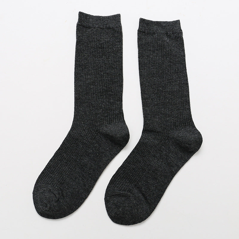 Calcetines de algodón apilados para mujer, color liso, grosor medio