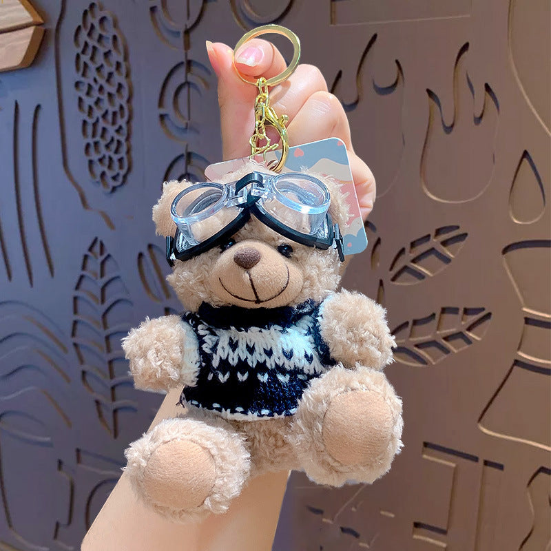 Cartoon Plush Bear Keychain with Colorful Sweater Styles