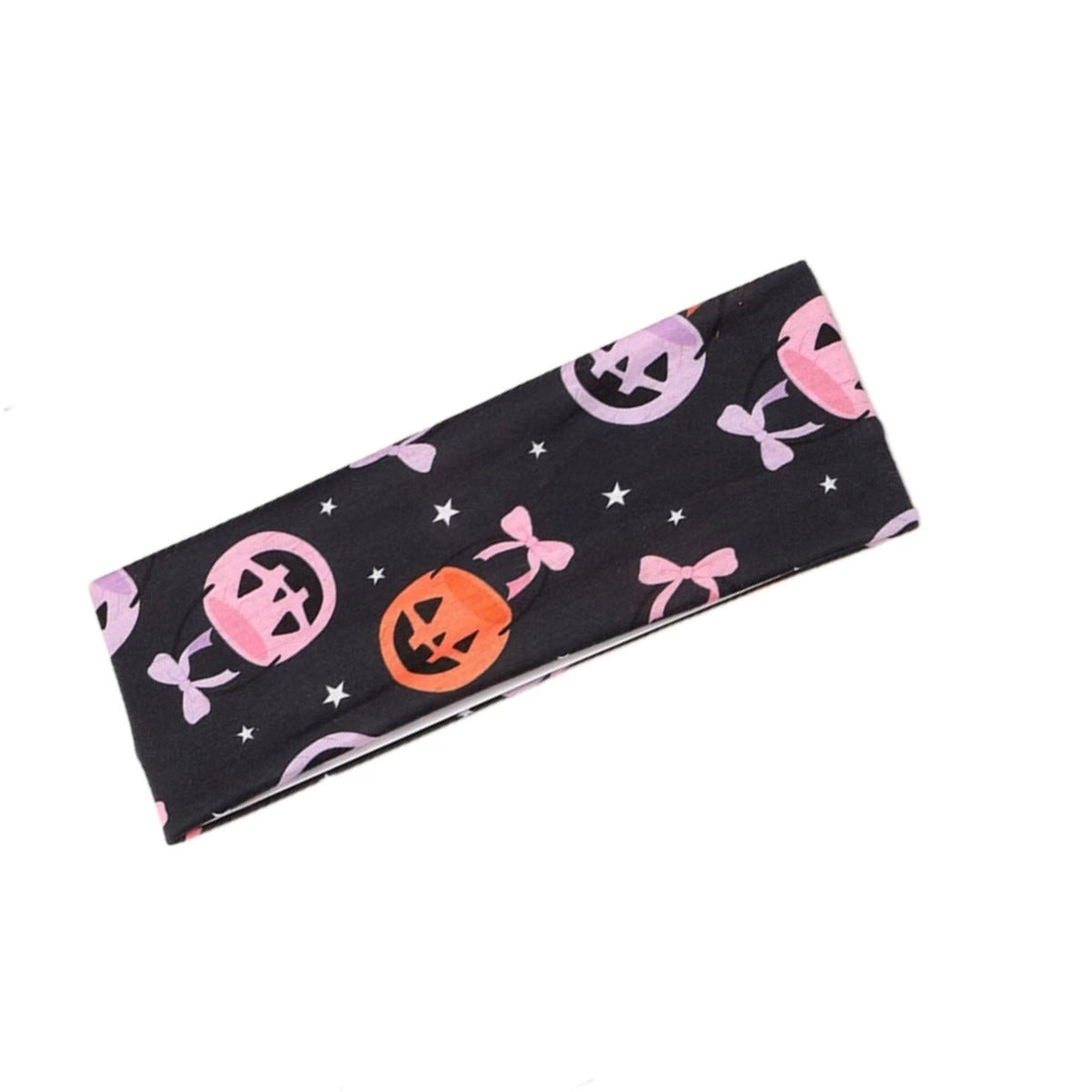 Bandeau de yoga pour cheveux en tissu éponge motif crâne d'Halloween, citrouille et toile d'araignée