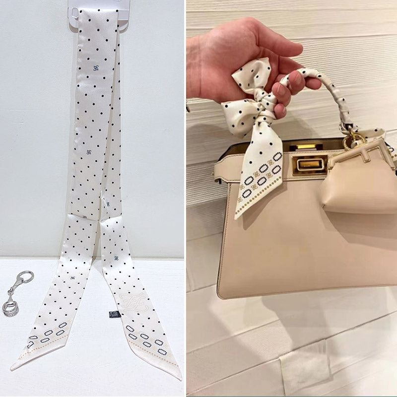 Bufanda con asa para bolso con lazo estampado de moda