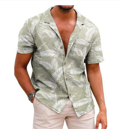 Camisa informal con solapa y estampado de mariposas 3D para hombre