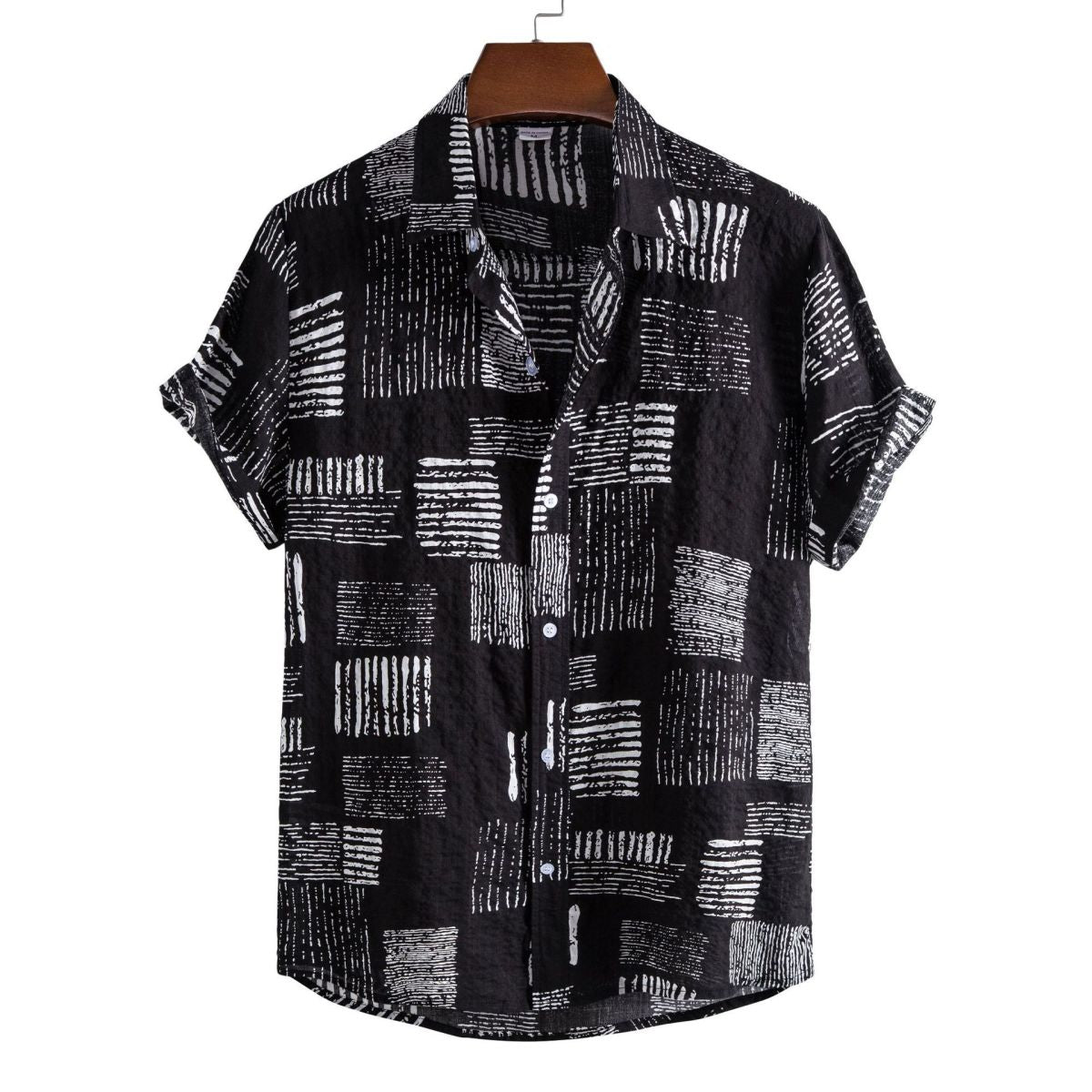 Camisa informal de vacaciones para hombre con estampado de flores diminutas en 3D